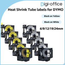 Industrial Black Print on White / Yellow Heat Shrink Tube For Dymo RHINO 6000