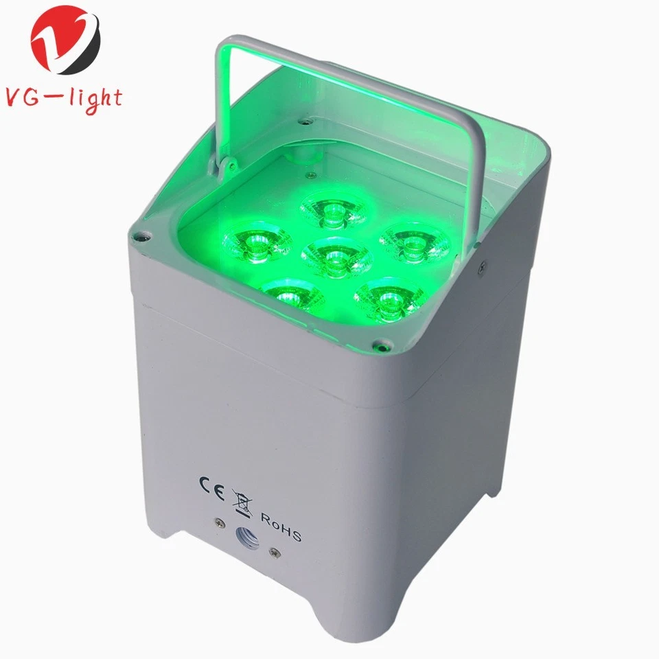 6PC 6x18W Battery Powered LED Uplight RGBWA+UV Wifi APP DMX Wireless Par Light - Image 3 of 4