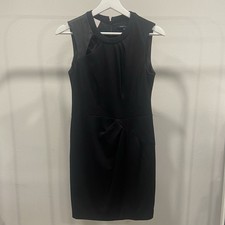 Nanette Lepore Black Cocktail Dress Cutout Faux Leather Details Women’s Size 2