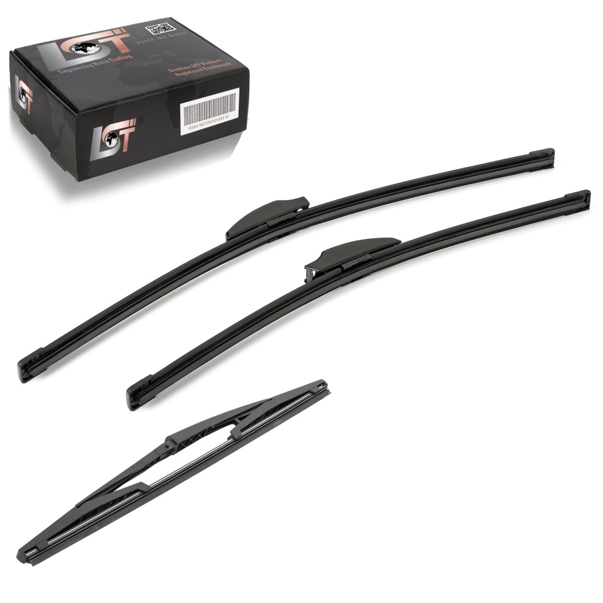 LST Windshield Wiper Blade Set Front Rear for Fiat Doblo 119 Black