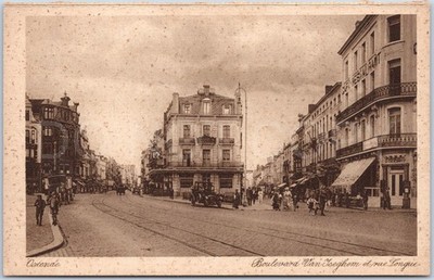 Vintage AK Boulevard Van Iseghem Auto Menschen Ostende Westflandern Belgien