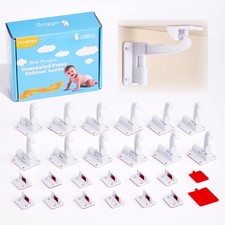 12 Pack Baby Proofing Cabinet Locks, Child Proof Upgraded Adhesive Drawer Lat...
