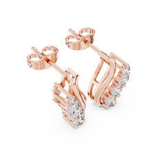 Orecchini a grappolo con diamanti naturali certificati VVS1 in oro 14 carati ...