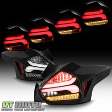 2015-2018 Ford Focus Hatchback LED SEQUENTIAL Signal Black Tail Lights Lamps Set