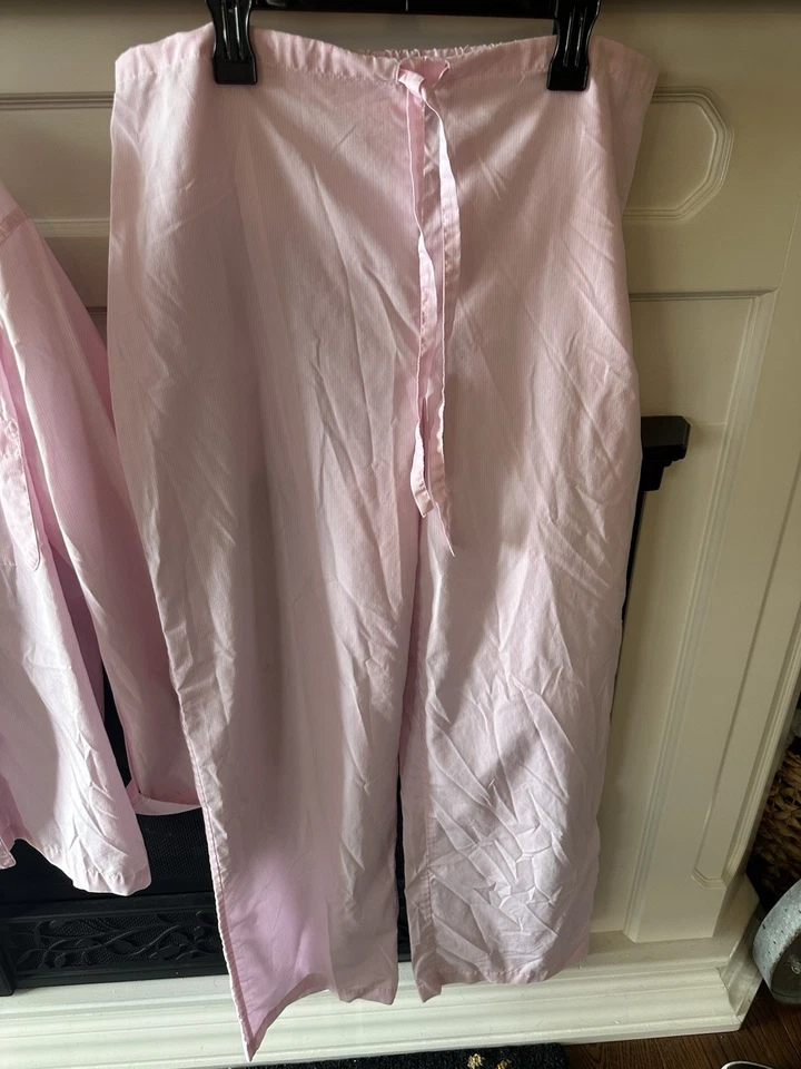 Brooks Brothers 女式 M 睡衣套装棉质白色粉红色条纹睡衣二手状况完好 — 第 4/4 张图片