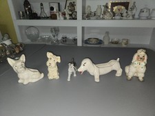 Ceramic Dog Figurines Lot of 5, White/Black, ...