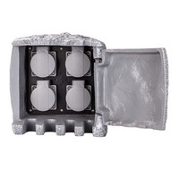 4-Fach Gartensteckdose Garten Steckdose Stein Steinoptik Grau Weiß Max. 16 A