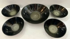 Set Of 4 VTG MCM Metlox Vernon Ware Imperial “Poppytrail” Bowls & Serving Bowl