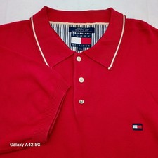 Tommy Hilfiger Mens Red Short Sleeve Collared Knit Polo Shirt XL