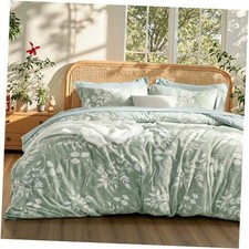 Size Comforter Set - 7 Pieces Sage Green Soft Floral Full 01 - Sage Green