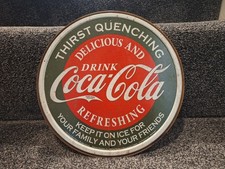 Coca Cola Round Metal Tin Sign- Great Condition