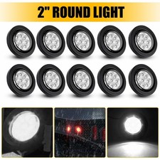 10 White Truck 2" Round Trailer 9LED Side Clearance Marker Lights Sealed Grommet
