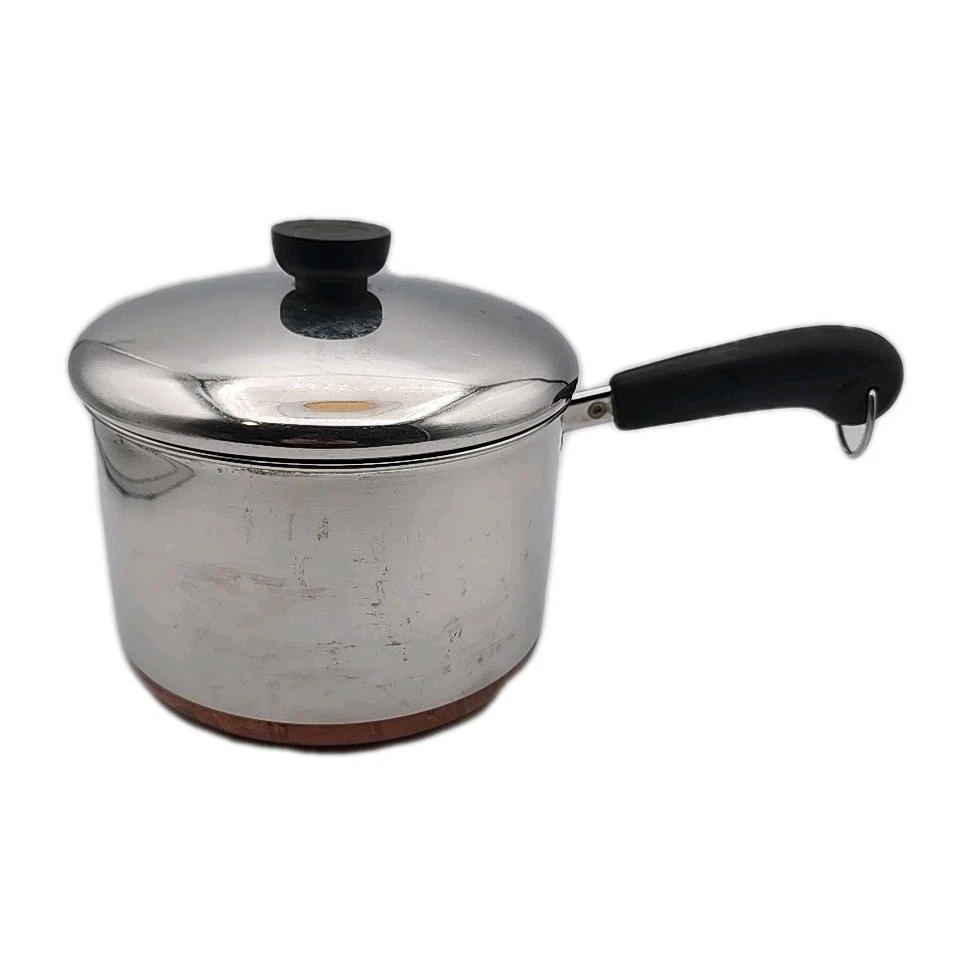 Vintage Revere Ware 3 Qt Sauce Pan Pot with Lid Copper Clad Bottom Clinton ILL