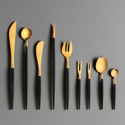  Cutipol Goa Gold 75 Piece Cutlery Set   Matte Brushed Gold Plated- Service 12