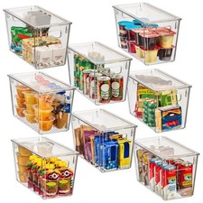 ClearSpace Plastic Storage Bins with Lids for Pantry Fridge, 8 Pack, Clear