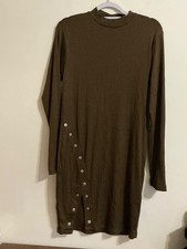 Forever 21 mock neck sweater midi dress featuring asymmetrical button size 2X