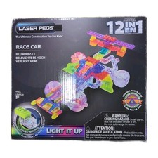 Race Car Laser Pegs 12 in 1 Light up building block toy Works with any brick