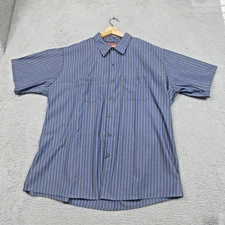 Red Kap Shirt Mens 3XL Gray Blue Striped Short Sleeve Workwear Button Front