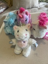 Lot Of 4 Small Unicorn Plush Glitter Shiny Rainbow Multicolor Wings Cute Kawaii