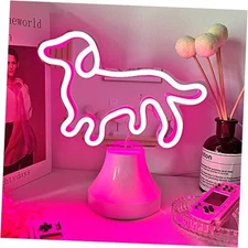 Dog Neon Sign for Room Decor, Neon Mirror Table Light, USB & Battery Operated 
