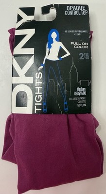 Vintage DKNY Womens Opaque Tights 412 Size Medium Pink Control Top Donna Karan