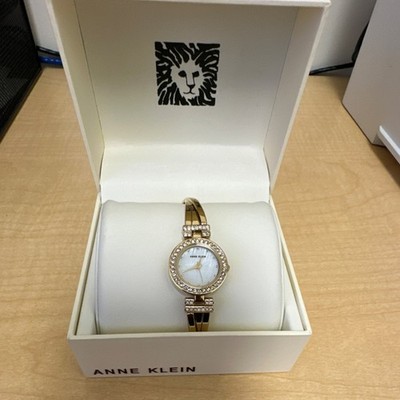 Anne Klein Gold Tone Diamond Accent Wristwatch Mother of Pearl w/ Box