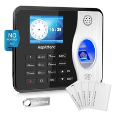 HapAttend H3 Fingerprint Time Clock For Small Business W/ RFID Cards