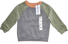Cat  Jack Toddler Boy's Colorblock Fleece Crewneck Sweatshirt 18M Gray  Green