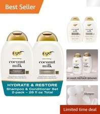Luxurious Coconut Milk Shampoo Conditioner Set - 2 x 13 fl oz, Sulfate Free