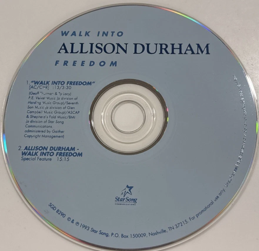 EXCLUSIVE RADIO SPECIAL Allison Durham Speer “Walk Into Freedom” 1993 CD Single! - Image 2 of 4