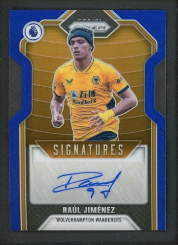 2021-22 RAUL JIMENEZ AUTO PANINI PRIZM PREMIER LEAGUE SIGNATURES BLUE AUTOGRAPHS