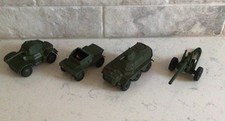 Lot of 4 Dinky Meccano England Military Vehicles Armored Scout Cars Gun Carriers