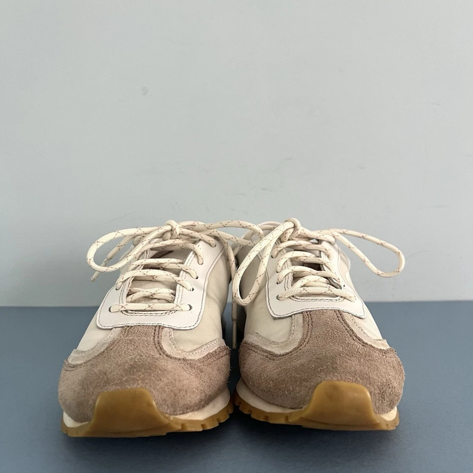 Tory Burch Annie Zapatillas Corredoras Nylon Gamuza Marfil Blanco Mujer Talla 9 Foto 2 de 4