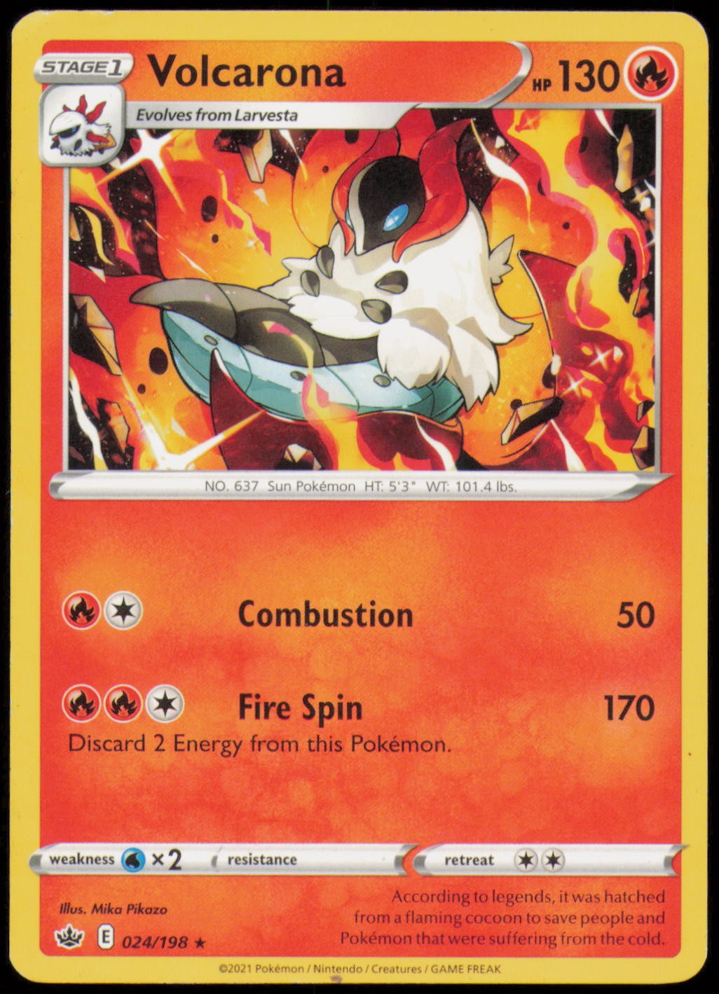 Volcarona 024/198 Rare Chilling Reign Pokemon Lightly Played