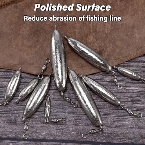 10 Pack in-line Trolling Sinkers with Swivel Torpedo Weight 1/16oz-10 Pack - Picture 4 of 7