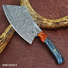CUSTOM MADE HAND FORGED DAMASCUS STEEL CLEAVER MEAT CHOPPER BUTCHER KNIFE 00213