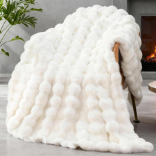 Faux Fur Throw Blanket for Couch, 1000 GSM Cozy Fuzzy Fluffy Soft Plush Thick Bu