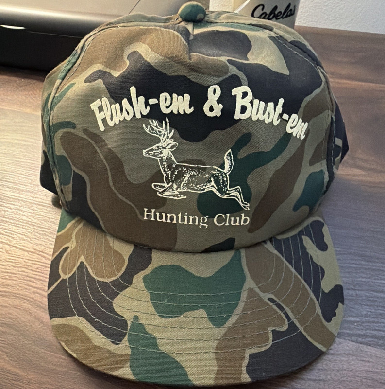 Youngan Hat Flush-Em & Bust-Em Hunting Club Camo Deer Logo Ball Cap OS