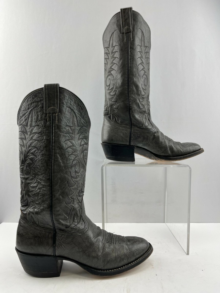 Men's Nocona Gray Leather Round Toe Western Cowboy Boots Size: 7.5