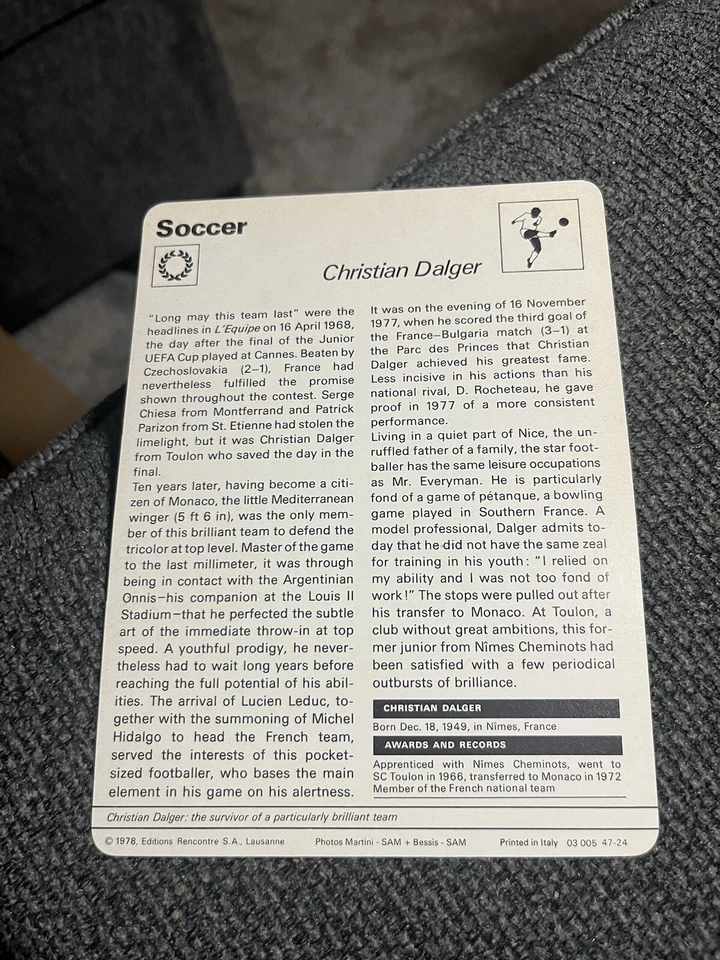 Sportscaster Soccer “Christian Dalger” (1978 Lausanne Italy 03 005 47-24) - Image 2 of 2