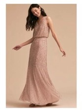 Anthropologie X BHLDN Blaise Blush Dress Size 14