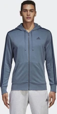 Adidas New Essentials Mens Full Zip Sports Casual Hooded Top Jacket Hoody Navy 