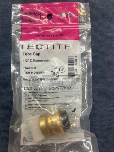 Tectite Lead Free Brass C x C Push Cap Copper 1/2" Push-Fitting 10155500