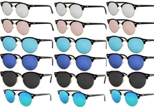 60 PCS UNISEX SEMI RIMLESS HALF FRAME ROUND MIRRORED STYLE  BULK LOT WHOLESALE