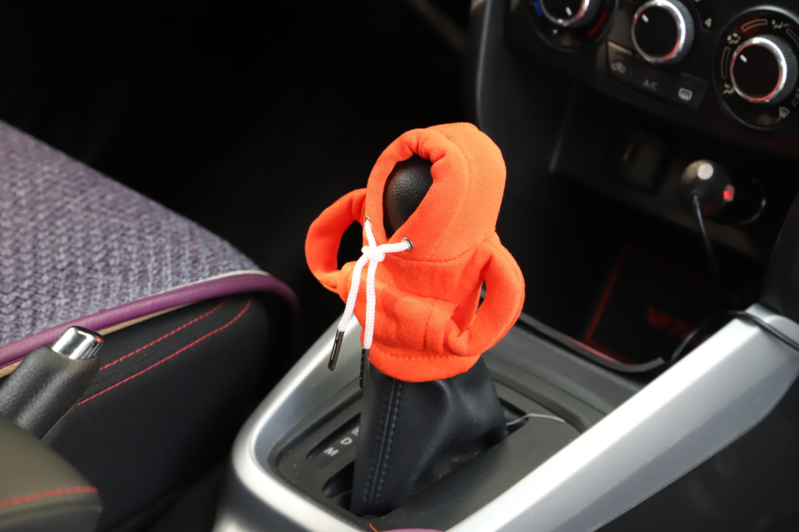 1PC Car Gear Shift Cover Mini Hoodie Car Gear Shift Knob Cover Trim Shirt Orange