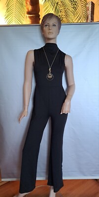 Hochgeschlossener Jumpsuit in schwarz Gr.36 Damen Overall  Einteiler Top w. Neu