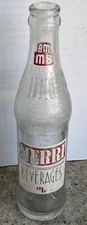 MERRI BEVERAGES 1950s 7 oz Red White Soda Pop Bottle O’Neill NE Coca Cola Decor
