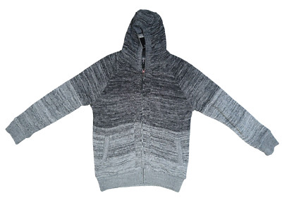 Premium Xpression Mens Black Gray Long Sleeve Bill Zip Up Knit Ombre Hoodie M