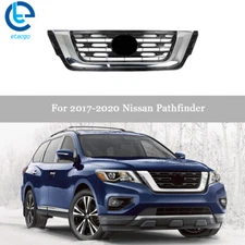 For 2017-2020 Nissan Pathfinder Mesh Front Upper Bumper Grille Chrome & Black