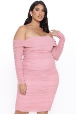 Fashion Nova Pink Ruched Dress, 3X